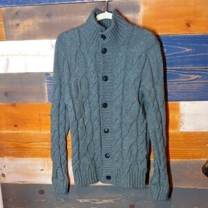 GAP Gray Cable Knit Cardigan Sweater M